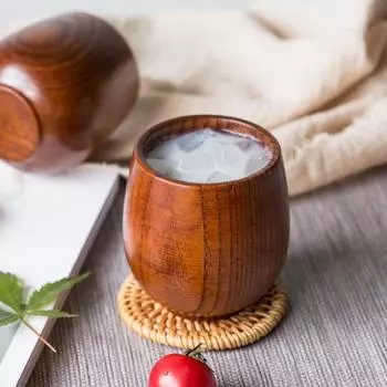 100 мл Винтажные деревянные большие кружки для живота Оригинальная ручная работа Экологичная деревянная кружка для чая, воды, кофе, молока Кружка для кухни, бара, посуды для напитков