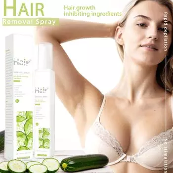 100 мл женский/мужской спрей для удаления волос Мягкое и нераздражающее удаление волос на лице и интимных частях тела и ногах Сдерживает рост волос(Огурец)