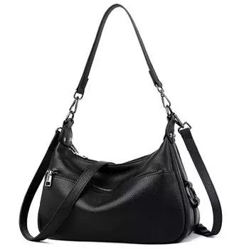 100% мягкая натуральная кожа, роскошные сумки, женские сумки, дизайнерская сумка через плечо для женщин, 2023, большая повседневная женская сумка-тоут 29cm 12cm 19cm чёрный