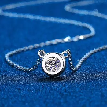 100% муассанит бриллиант 0,5 карата 1,0 карата D цвет круглое ожерелье из стерлингового серебра 925 пробы изысканные ювелирные украшения для женщин подарки 45cm