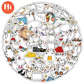 100 мультяшных штрихов, граффити с уткой, коробка для детских канцелярских принадлежностей, багаж, скейтборд, гитара, карточка с едой, партия водонепроницаемых наклеек