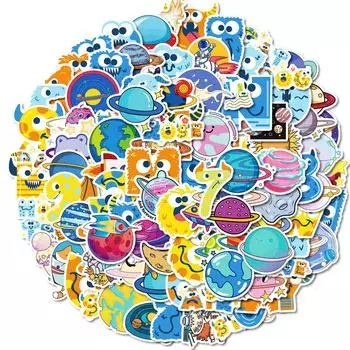 100 Наклеек Маленького размера 4 см Серия Космос Планета Космос Научная фантастика Фэнтези Забавные наклейки