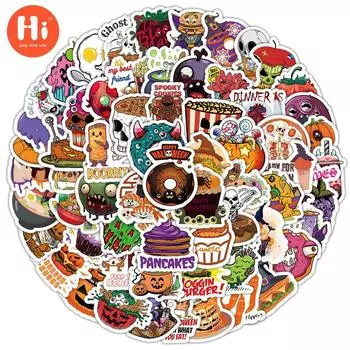 100 наклеек на Хэллоуин для украшения сумок, гитар, скейтбордов, сумок, багажа, детских водонепроницаемых наклеек