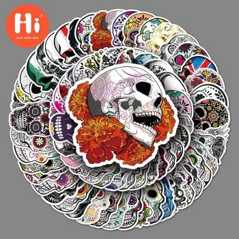 100 наклеек с черепом и граффити, трансграничные личности, ужасы, крутые наклейки, сделай сам, наклейки на багаж для скейтборда