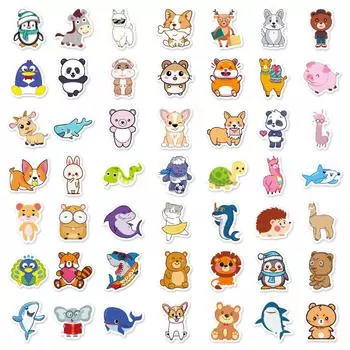 100 наклеек с изображением животных из мультфильмов небольшого размера, не повторяющиеся граффити-наклейки для стакана с водой для ноутбука