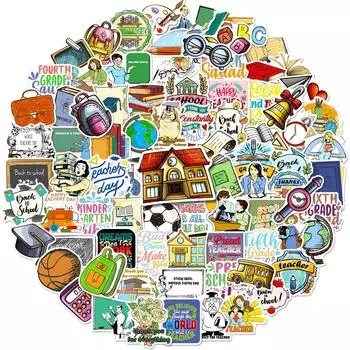 100 Наклеек «Спасибо, День учителя» Наклейки-граффити «Спасибо, День учителя» Наклейки для багажа Temu