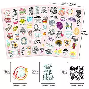 100 наклеек Вдохновляющие фразы Граффити Наклейки Блокнот Мобильный телефон Наклейки для стакана с водой Английское вдохновляющее украшение 4 листа/