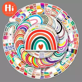 100 наклеек в стиле граффити с радужным мостом, маленькие свежие наклейки для трансграничных путешествий, сделай сам, наклейки для мобильного телефона, скейтборда, чемодана, водонепроницаемые