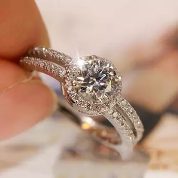 100% настоящее обручальное кольцо из стерлингового серебра 925 пробы, роскошное женское кольцо-солитер, круглое кольцо для женщин, минималистское обещание любви, обручальное кольцо 6