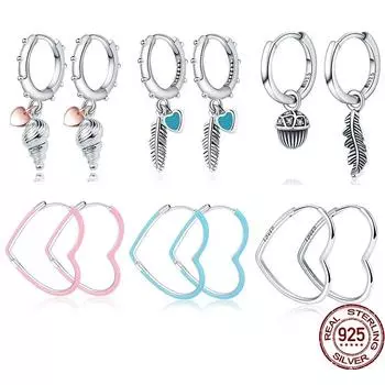 100% настоящее серебро 925 пробы, 11 стилей, классические серьги с цирконом в форме сердца, подходят в качестве подарков на день рождения для девочек, модные ювелирные изделия