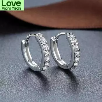 100% настоящее серебро 925 пробы хрустальные круглые серьги для женщин изготовление ювелирных изделий подарок свадьба вечеринка помолвка E024