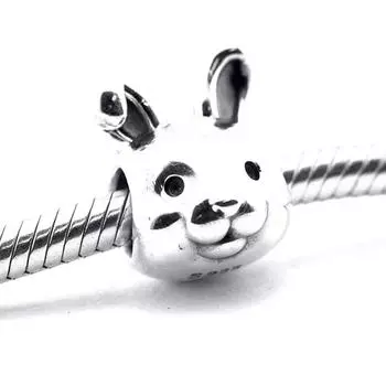 100% настоящее серебро 925 пробы, милые замечательные подвески в виде кролика, бусины, подходят для оригинальных браслетов, сделай сам, модные ювелирные изделия