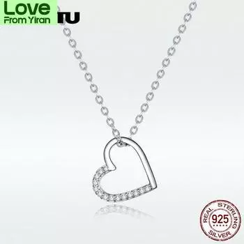 100% настоящее серебро 925 пробы ожерелье в форме сердца любви означает любовь навсегда для женщин, создающих модные ювелирные изделия Dxn347