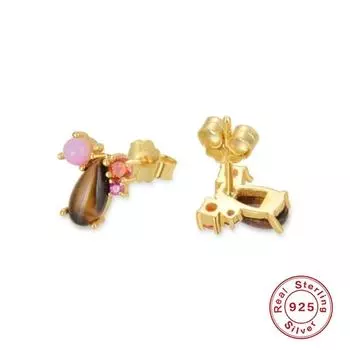 100% настоящее серебро 925 пробы серьги трендовые женские серьги гранат красный гвоздик ювелирные изделия