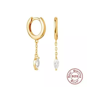 100% настоящее серебро 925 пробы серьги трендовые серьги для женщин конский глаз крест серьги-подвески ювелирные изделия Kolczyki