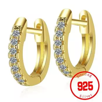 100% настоящее серебро 925 пробы, серьги-клипсы с геометрическим узором для женщин, девушек, подростков, серьги для пирсинга, ювелирные изделия золотой