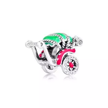 100% настоящее серебро 925 пробы, традиционный шарм в виде рикши, подходит для оригинального европейского браслета S925, бусины для изготовления ювелирных изделий