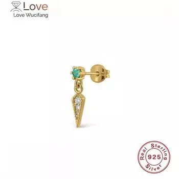 100% настоящее серебро 925 серьги трендовые серьги для женщин 1 шт зеленые заклепки серьги-гвоздики ювелирные изделия Pendientes Mujer Aretes