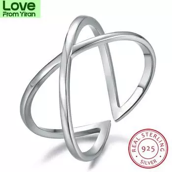100% настоящее серебро S925 пробы кольца для женщин мужчин открытый крест X кольцо для женщин мужчин пар обручальное кольцо ювелирные изделия подарки Resizable