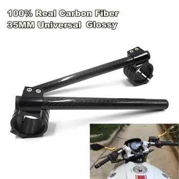 100% Настоящее углеволокно Клип-оны Мотоциклетные рули 7/8 Труба вилки 35 мм Для Кафе Рейсера Универсальные