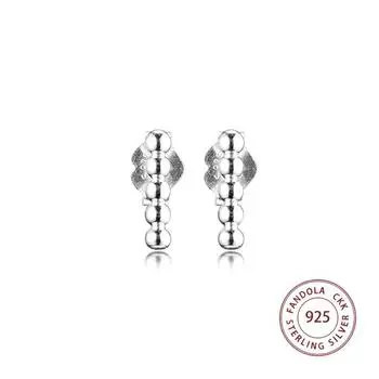 100% настоящие серьги из стерлингового серебра 925 пробы, серьги-гвоздики с рядами бусин для женщин, серебряные серьги, модные украшения