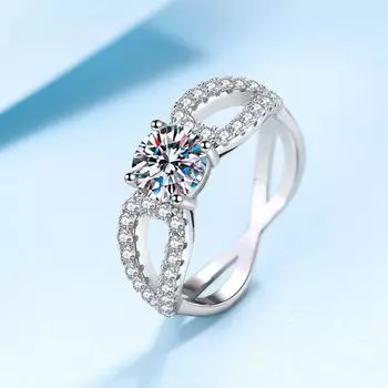 100% настоящий муассанит с бриллиантом, тест 1,0 CT, 6,5 мм, стерлинговое серебро 925 пробы, женские кольца в форме 8, свадебные обручальные украшения 5