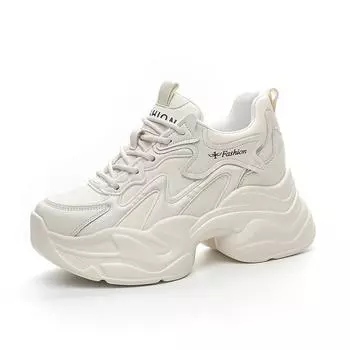 100% натуральная кожа обувь женские модные кроссовки на плоской платформе женская повседневная обувь увеличивающая рост 9 см черный бежевый 34 чёрный