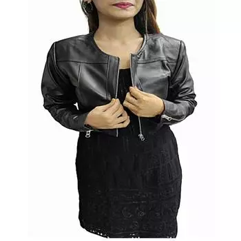 100% натуральная кожа ягненка для женщин и девочек, мотобайкерская куртка, укороченная байкерская куртка-болеро с плечами, облегающий крой, длинные рукава, красивый вид
