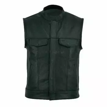 100% натуральная кожа зеленый жилет пуговицы вестерн жилет пальто куртка овчина для мужчин XS чёрный