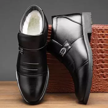 100% натуральная кожаная обувь, мужские зимние ботинки, теплые плюшевые ботинки для холодной зимы, мужские ботильоны из коровьей кожи, мужская обувь, черный цвет 899 6.5