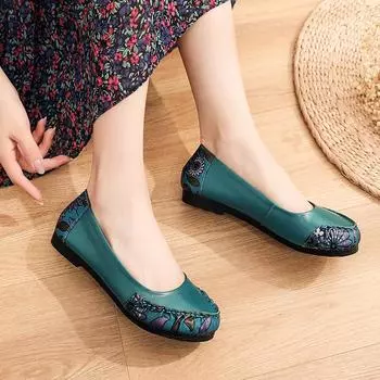 100% натуральная кожаная обувь, женские мокасины на плоской подошве, повседневная обувь на весну и лето, мягкая нескользящая обувь для мам из коровьей кожи, размер плюс 41 35 чёрный