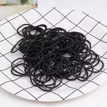 100 однотонных бесшовных шнуров для волос, сумка-птица, резинка, высокоэластичная петля для волос, повязка на голову, аксессуар для волос для женщин 100PCS чёрный