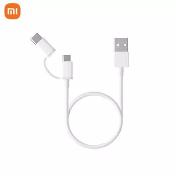 100% оригинальный Xiaomi Mi 2 в 1 Micro USB to Type-C, кабель для быстрой зарядки данных, 1 м для Xiaomi Mi 10/POCO X3 NFC для Samsung Galaxy белый