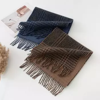 100% овечья шерсть клетчатый шарф женский зимний парный теплый шейный платок мужской подарочный Tide шаль 190*30cm