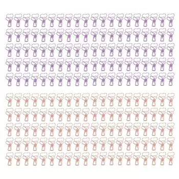 100 Pcs Clips Hollow Heart Shape Strong Clamping Force Metal Small Clips for Office Do Purple