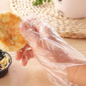 100 Pcs Kitchen Disposable Gloves Food Grade Transparent PE Gloves For Food Processing Nursing Hair Dyeing Tableware Accessory