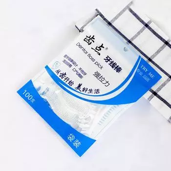 100 Pcs Ultra-fine Family Pack Disposable Bow-shaped Dental Floss Sticks Bag of 100 sticks