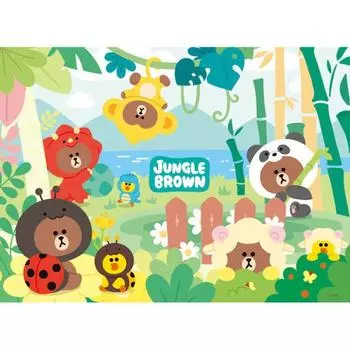 100-piece jigsaw puzzle - Line Friends Brown s Jungle Exploration (large piece), popular Korean puzzle
