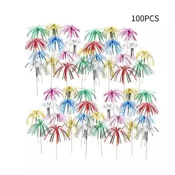 100 Pieces Cocktail Toothpicks with Long Tassels Decoration Sign Desserts Pick Multicolor Drink Wooden Sticks for Dinner