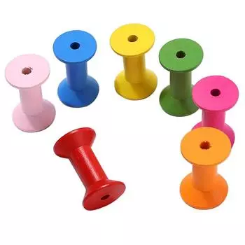 100 Pieces Colorful Wooden Sewing Tools Empty Thread Spools Sewing Crafts
