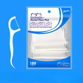 100 Pieces High-tensile Ultra-fine Round Wire Disposable Dental Floss Sticks Bag of 100 pieces