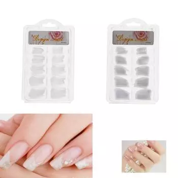 100 штук французских ногтей, полное покрытие, акриловые прозрачные накладные ногти белый