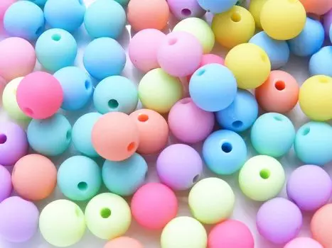 100 Pieces Pastel Color Brushed Beads Acrylic Round Beads Mixed Assortment 9mm Spacer Craft Handicraft Supplies Jewelry Accessory Parts Huey