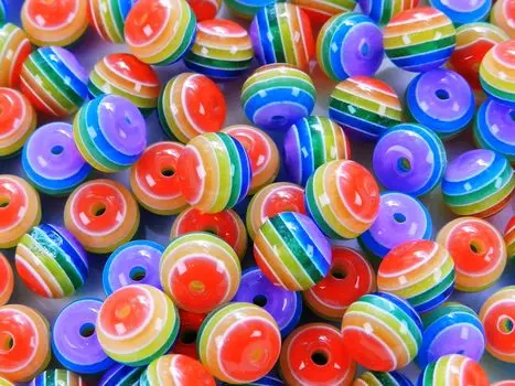 100 Pieces Rainbow Acrylic Beads Round Beads 10mm Rainbow Beads Striped Pattern Round Beads Crafts Handicraft Supplies Jewelry Accessories Parts Huey