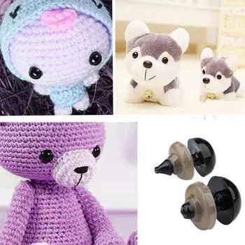 100 ПК ручной работы пластиковые плюшевые игрушки Глаза DIY Нос Аксессуары Круглый винт Черные глаза