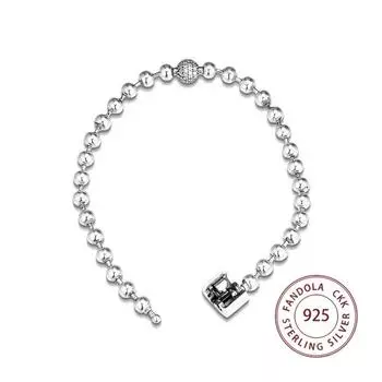 100% подлинное серебро 925 пробы, прозрачные бусины с фианитом и браслеты с паве, браслеты для женщин, модные ювелирные изделия, браслеты, бижутерия