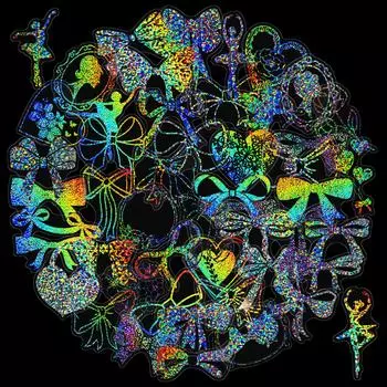 100 прозрачных лазерных наклеек для девочек, сердце, материя, набор наклеек для домашних животных, справочник «сделай сам», украшение чехла для мобильного телефона, лазерные наклейки 100pcs