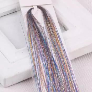 100 прядей для волос с мишурой, блестками, голографическими блестками, для наращивания, для вечеринки разноцветный