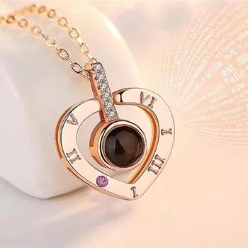 100 языков Я люблю тебя Ожерелье из стерлингового серебра S925 День святого Валентина Подвеска в форме сердца Проекция памяти 925