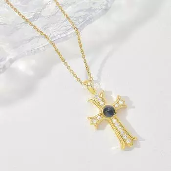 100 языков Я люблю тебя проекционное ожерелье Женский универсальный циркониевый крест кулон